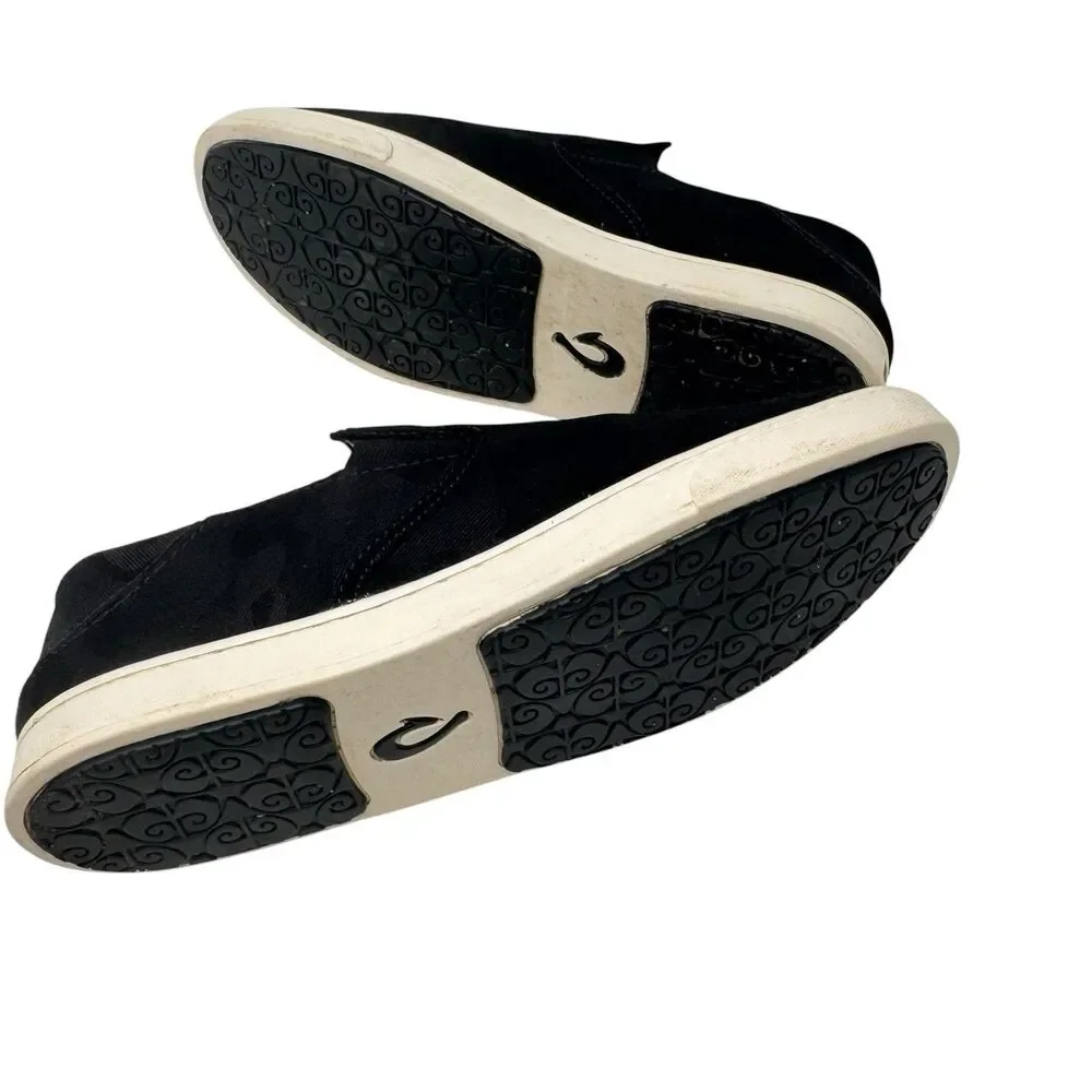 Olukai Pehuea Women Size 9.5 Slip On Shoes 20360-LRKE Black Drop In Heel